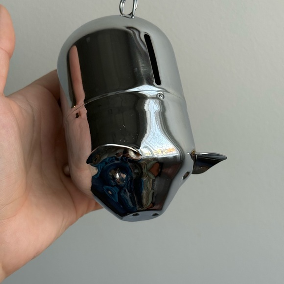 Pig Piggy Bank Metal Made in Hong Kong Minimalist Vintage Decor MCM - Picture 7 of 11